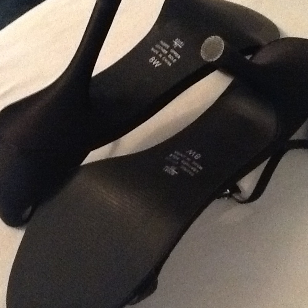 T-Strap Rhinestone Black Heels - Picture 3 of 3